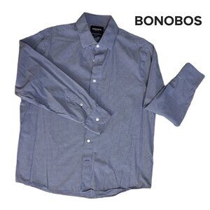 Bonobos Everyday Dress Shirt Navy Plum Micro Gingham - Large Short Standard Fit